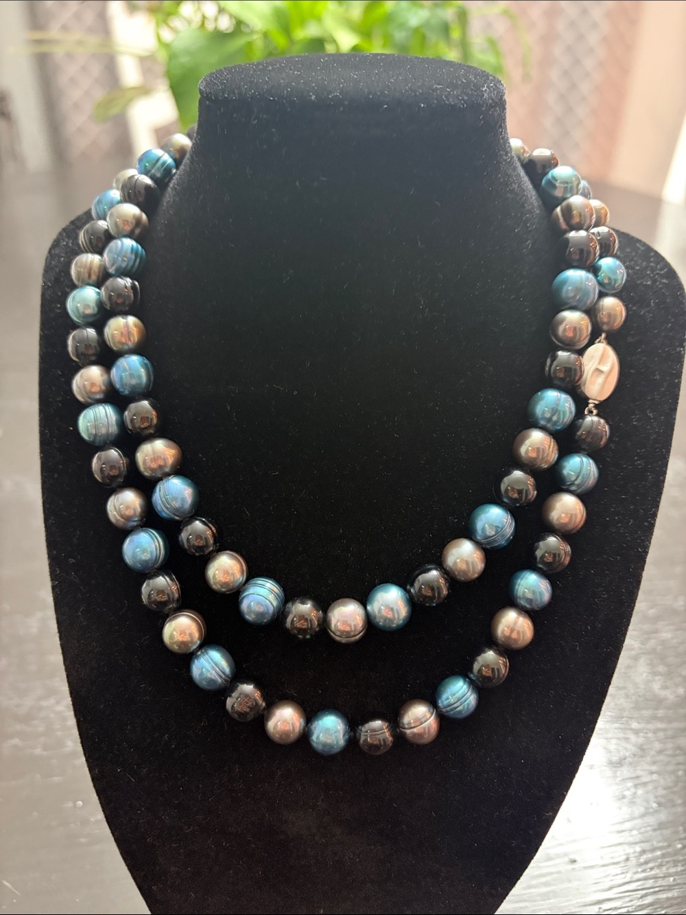 NWOT Honora 34” días Blue Silver and Black Pearl Necklace